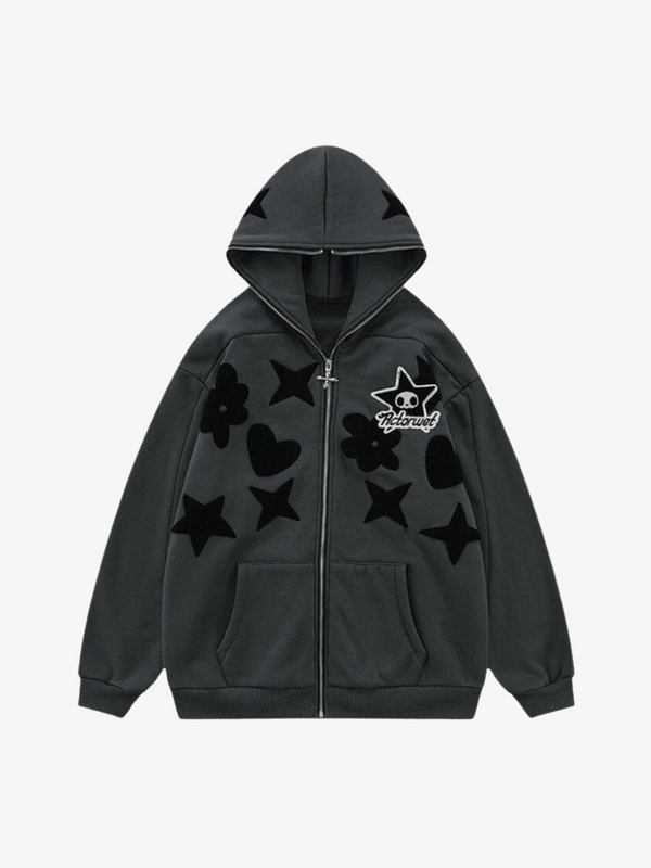 UC Heart Embroidered Zip Up Hoodie